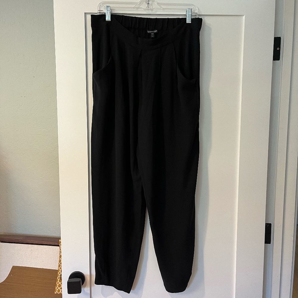 Eileen Fisher Slouchy Ankle Silk Georgette Pleated Size M